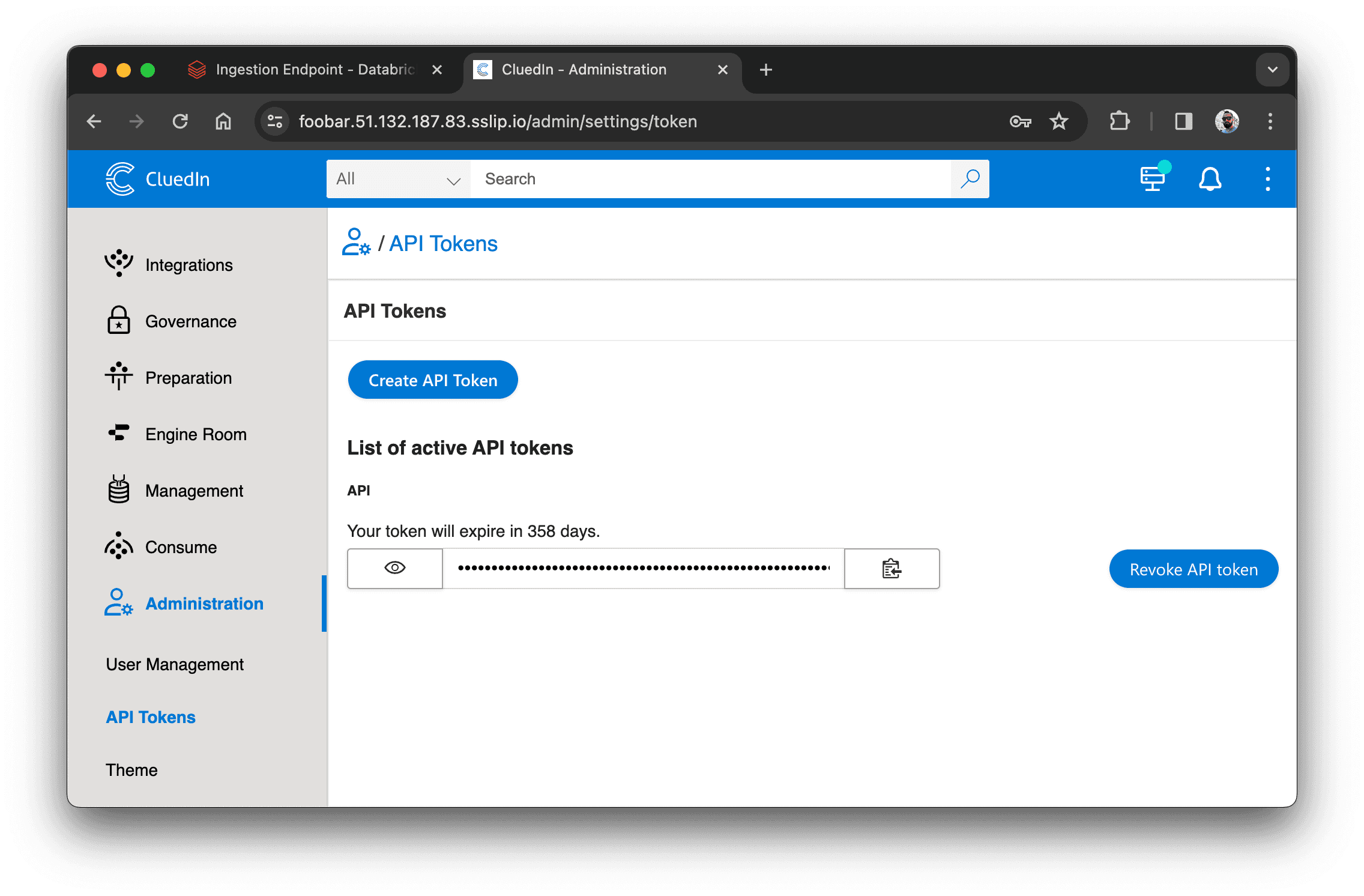 CluedIn API token